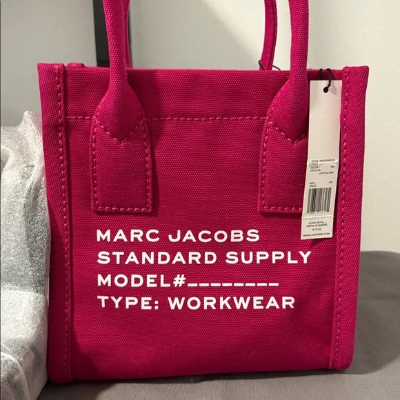 NWT MARC JACOBS Standard Supply Small Canvas Tote Crossbody Bag In Lipstick Pink - Picture 3 of 7